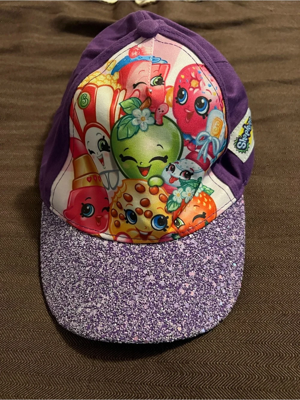 Kids Shopkins Girls Toddler Cap Hat Glitter Purple Style Adjustable.